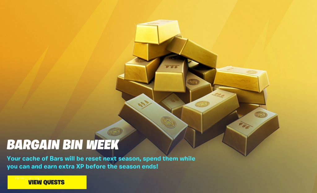 Fortnite Bargain Bin Week-Kopfzeilenbildschirm