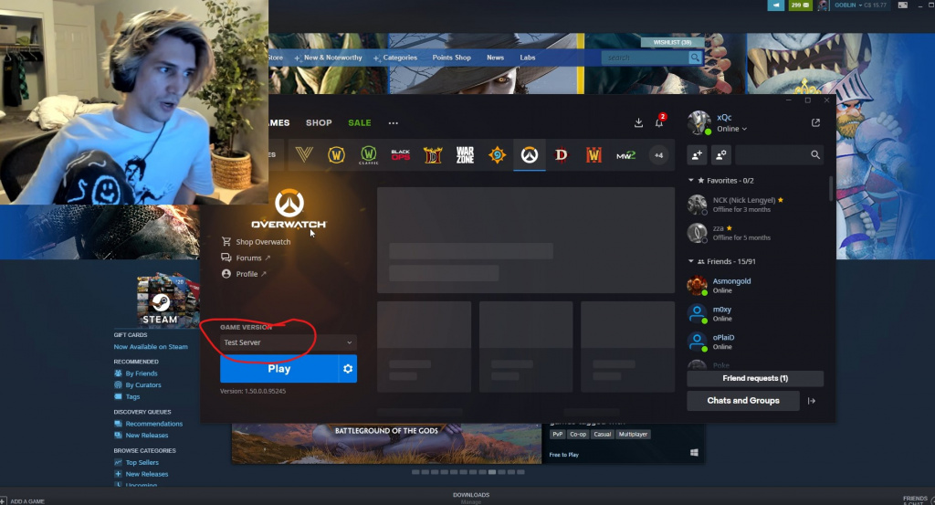 xQc durchsucht versehentlich einen privaten Testserver für Overwatch 2