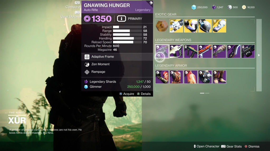 xur legendäre Waffen des Schicksals 2