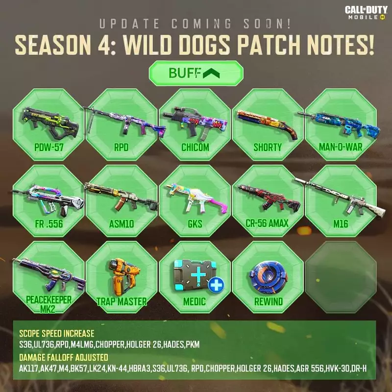 COD Mobile Season 4 Waffenbalance ändert Klassen Skill Nerfs Buff Call of Duty Wild Dogs