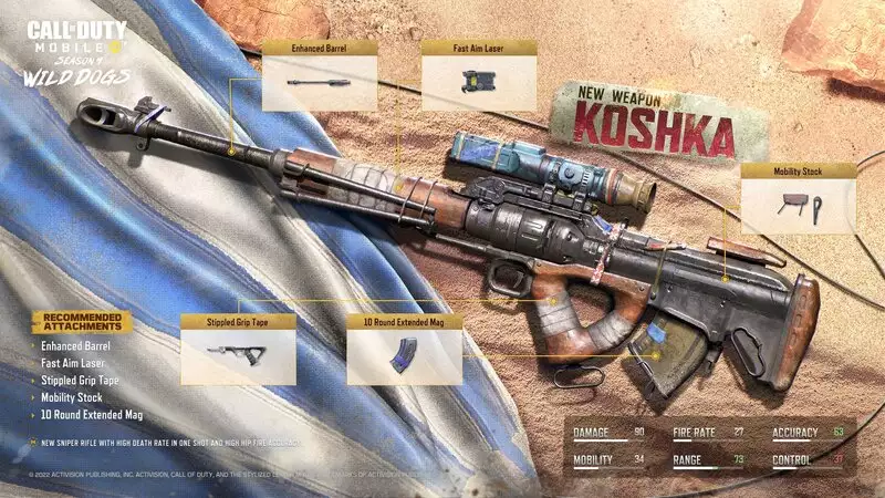 Das neue Koshka-Scharfschützengewehr wird in Call of Duty Mobile Season 4: War Dogs bestes Scharfschützengewehr verfügbar sein