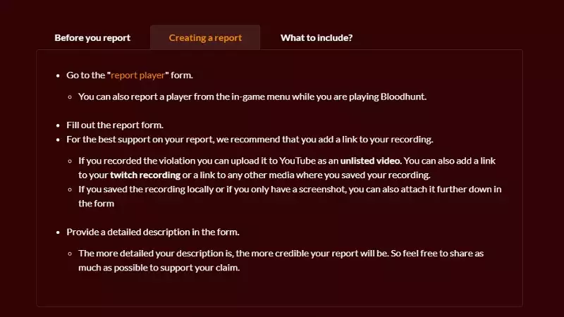 Stellen Sie beim Melden eines Spielers in Bloodhunt sicher, dass Sie alle relevanten Informationen angeben und sicherstellen, dass Ihre Meldung legitim ist.