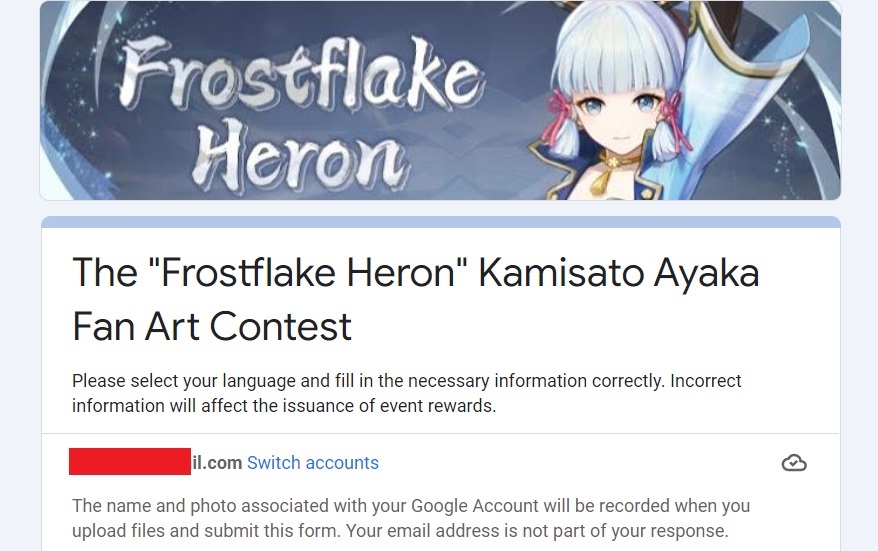 Genshin Impact-Fan-Kunstwettbewerb Kamisato Ayato Frostflake Heron, wie man an Gewinnpreisen teilnimmt, Primogems treten in das Hoyoverse der sozialen Medien ein