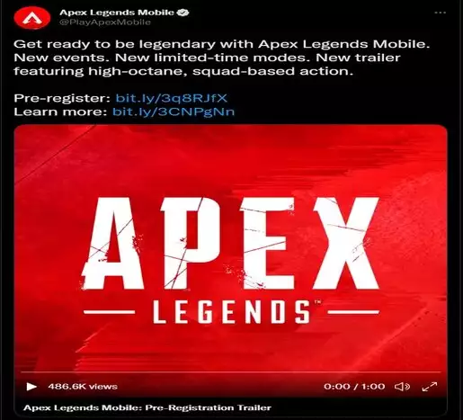 Die Vorregistrierung ist offen für Apex Legends Mobile, wie im Tweet unten angegeben.