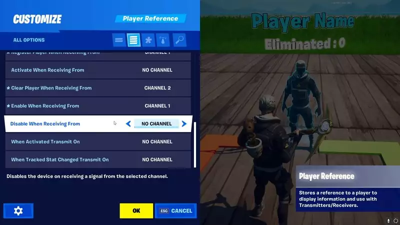 Fortnite Creative Player Reference Geräteoptionen zur Anpassung erweiterter und einfacher Einstellungen