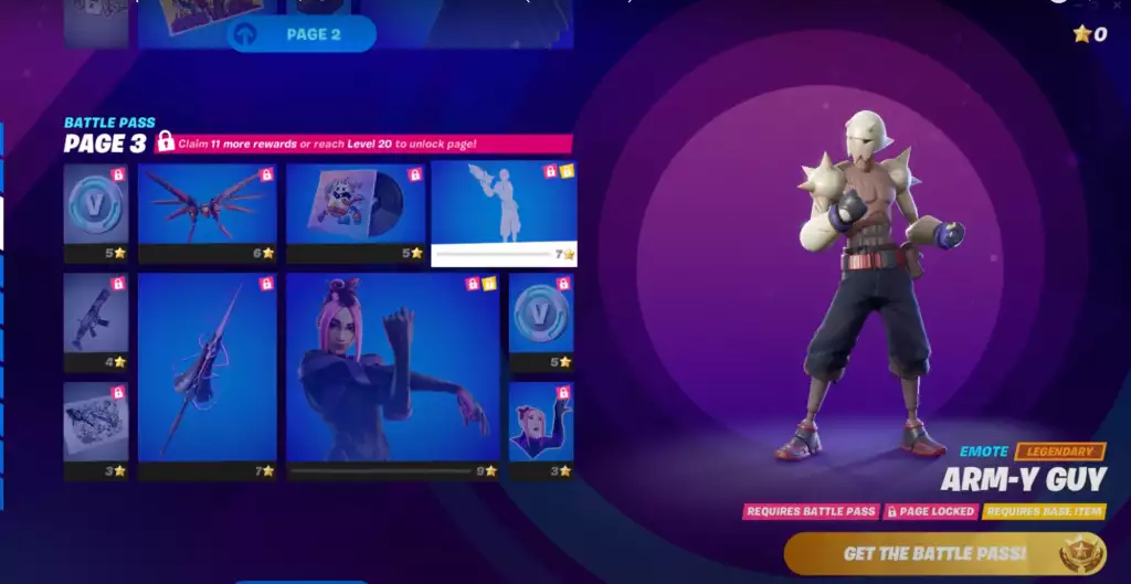 arm-y guy emote fortnite kapitel 3 staffel 3 battle pass skin belohnungen