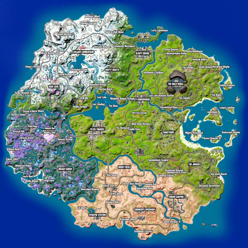 Fortnite Kapitel 3 Staffel 3 Neue Inselkarte ändert Points of Interest Pois Biome Reality Tree