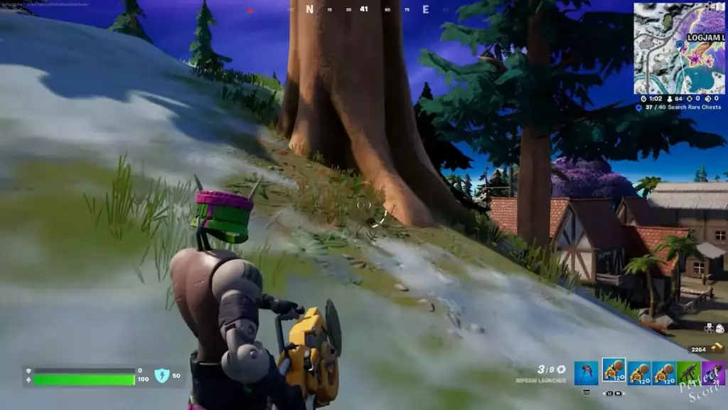 Timber Pines mit einem Ripsaw Launcher in Fortnite umwerfen