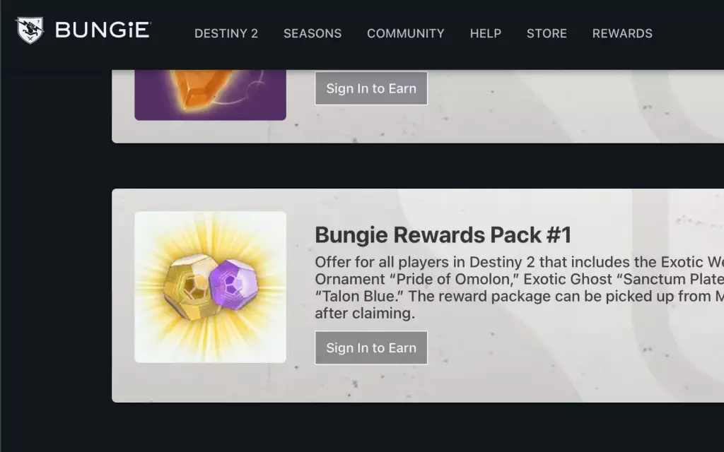 Bungie-Belohnungspaket