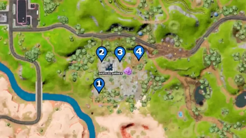 Alle vier Steinstandorte in Fortnite Shuffled Shrines