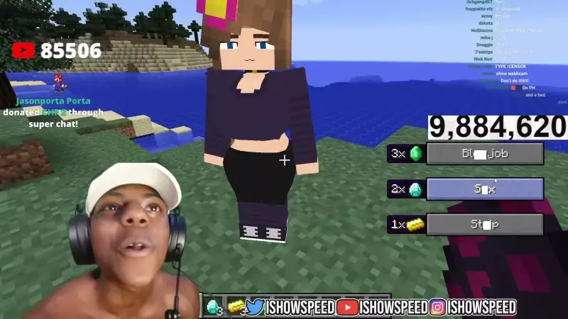 ishowspeed minecraft stream explizit jenny mod blow job BJ