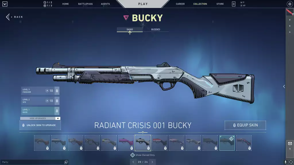 Radiante Crisis 001 Bucky-Skin im Run It Back 3-Bundle.