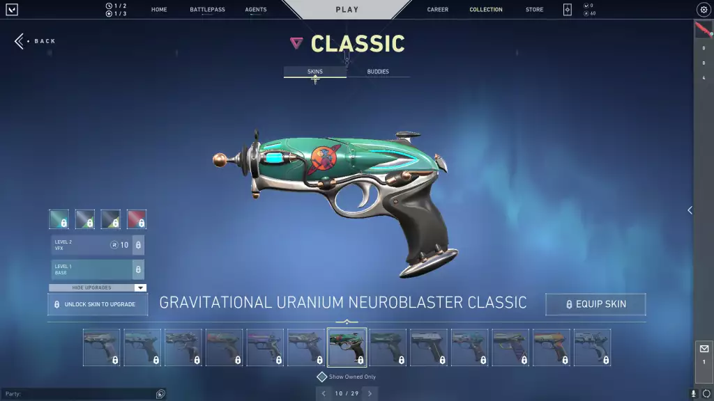 Gravitational Uranium Neuroblaster Classic-Skin im Run It Back 3-Bundle.