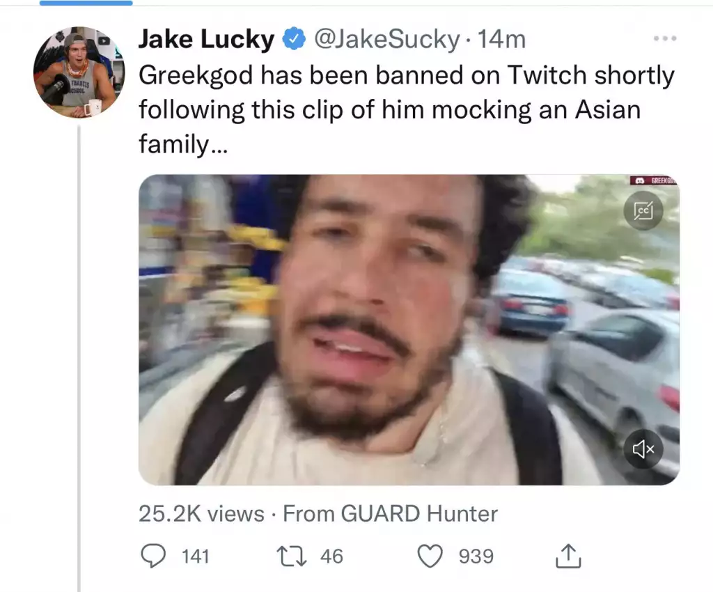 Jake Lucky, warum wurde greekgodx verboten, zucken, sich über Rassismus in asiatischen Familien lustig zu machen?