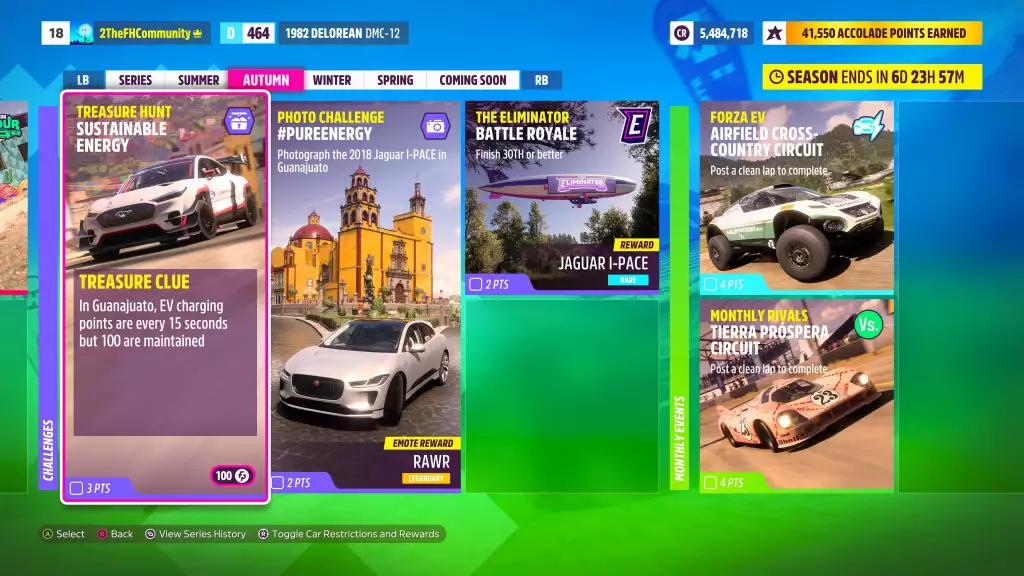 forza horizon 5 guide nachhaltige energie schatzsuche festival playlist menü belohnungen playlist punkte forzathon punkte