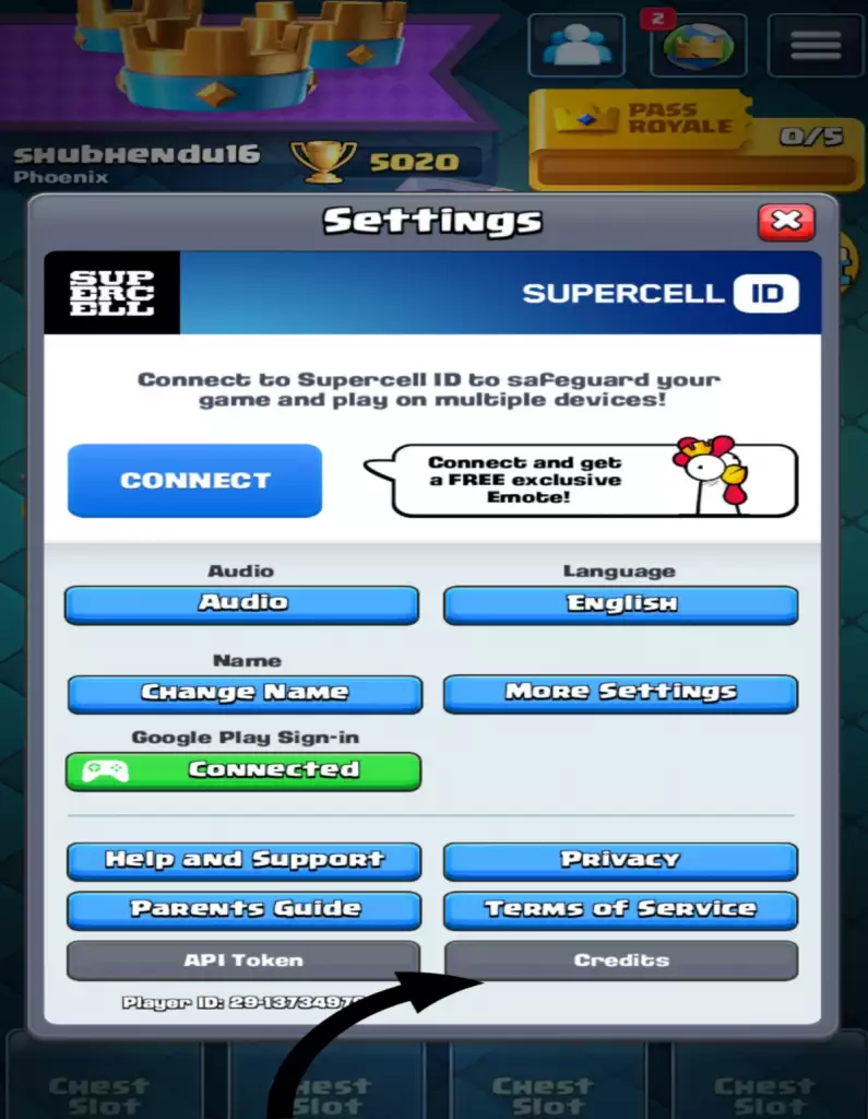 Sehen Sie sich die Credits an, um das Clash Royale Easter Egg-Abzeichen zu erhalten (Bild: Supercell)