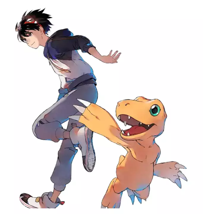 Takuma Momozuka und Agumon