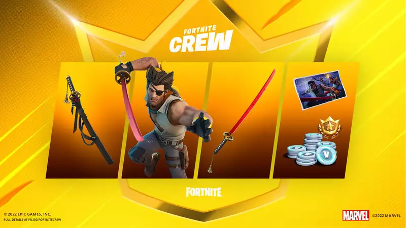 Fortnite August Crew Pack Wolverine-Inhalt