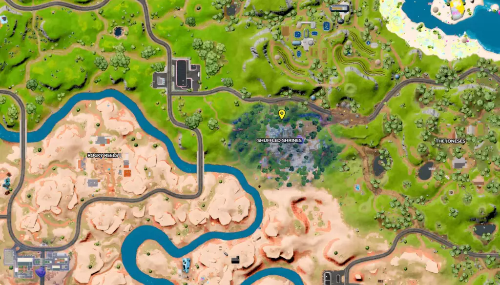 Die genaue Position von Shuffled Shrines in Fortnite