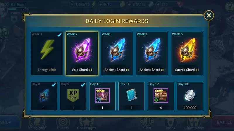 So erhalten Sie Void Shards in Raid Shadow Legends Daily Login