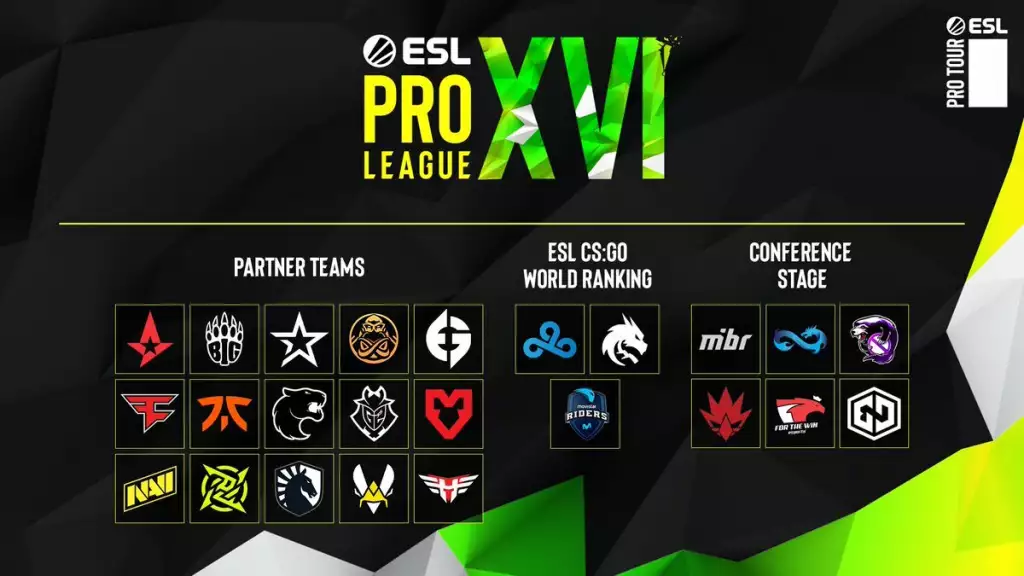 Zeitplan der ESL Pro League 16 für alle Teams