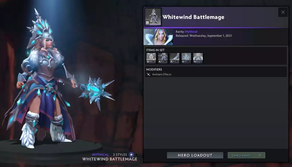 Dota 2 Cavern Crawl Crystal Maiden Whitewind Battlemage Item Set.