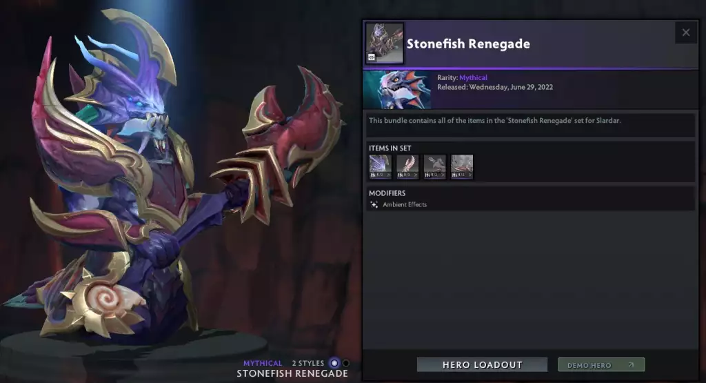 Dota 2 Cavern Crawl Slardar Stonefish Renegade Item Set