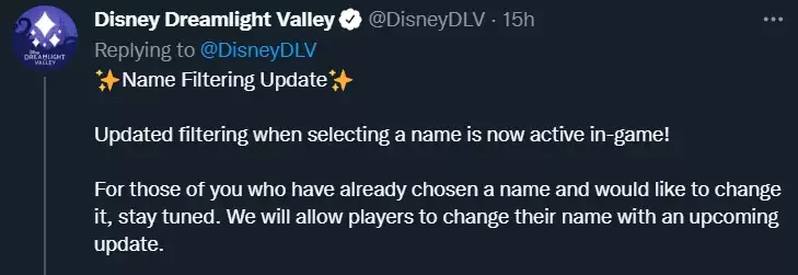 Disney Dreamlight Valley Namensänderungsfunktion Charakter Avatar Filterungsproblem Start