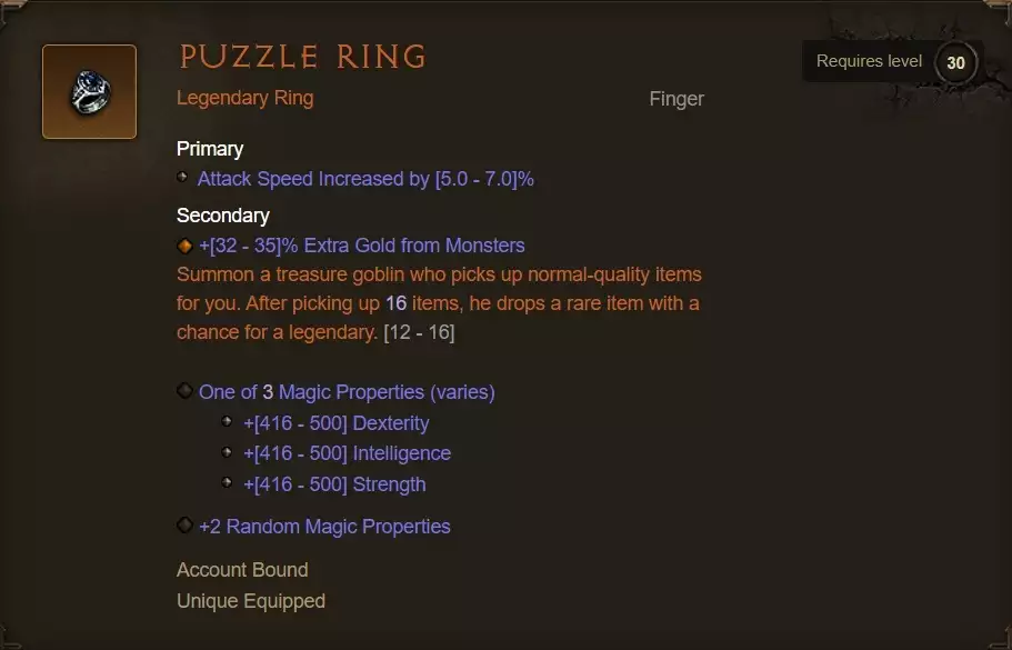 Diablo 3 Puzzle Ring, wie man Farm bekommt, verwendet Kanais Würfel, öffnet den Tresorschatz, Kobold-Statistiken