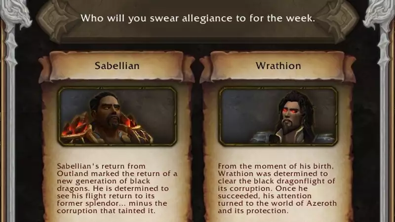 World of Warcraft Dragonflight Sollten Sie sich am Ende der Kampagne auf die Seite von Wrathion oder Sabellian Choice stellen