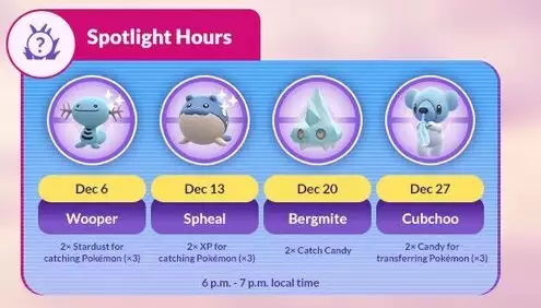 Pokemon Go Events Guide Spotlight Hour Cubchoo Event Boni Double Candy Transfer Pokemon