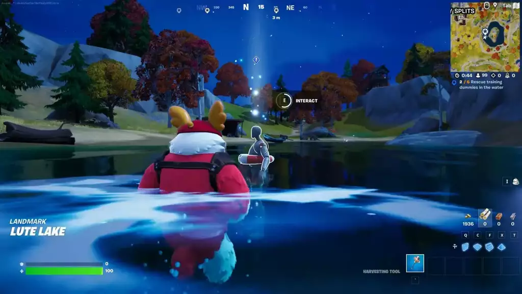 Wie man in Fortnite Kapitel 4 Staffel 1 Trainingsdummys aus dem Wasser rettet