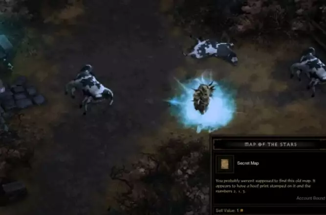 Diablo 3 Royal Calf Kuh Haustier Wirts Bein So erhalten Sie eine Anleitung zum Verdunkeln von Tristram-Kartensternenkühen