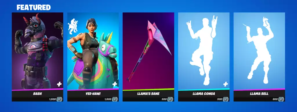 Ausgewählte Artikel im Fortnite Item Shop Today.