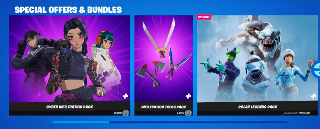 Sonderangebote und Pakete im Fortnite Item Shop Today.