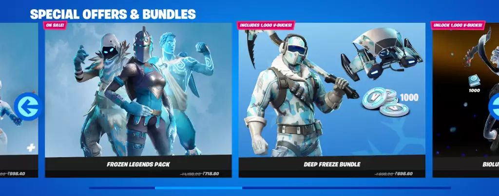 Sonderangebote und Pakete im Fortnite Item Shop Today.