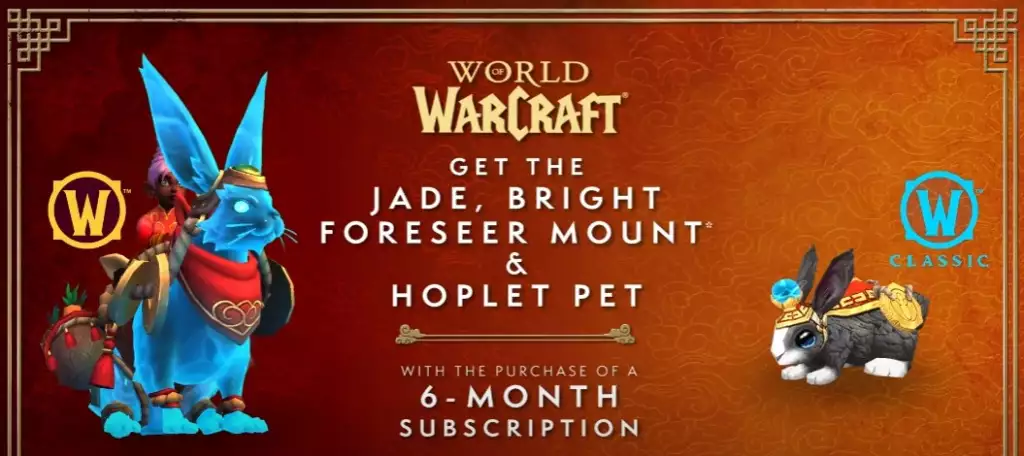 WoW Bunny Mount Jade Bright Foreseer hoplet pet wotlk Classic World of Warcraft 6-Monats-Abonnement wie zu bekommen