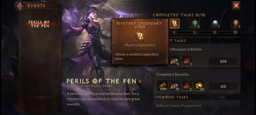 Diablo Immortal Perils of the Fen Bilefen Event-Belohnungsaufgaben beginnen Enddaten Zeiten