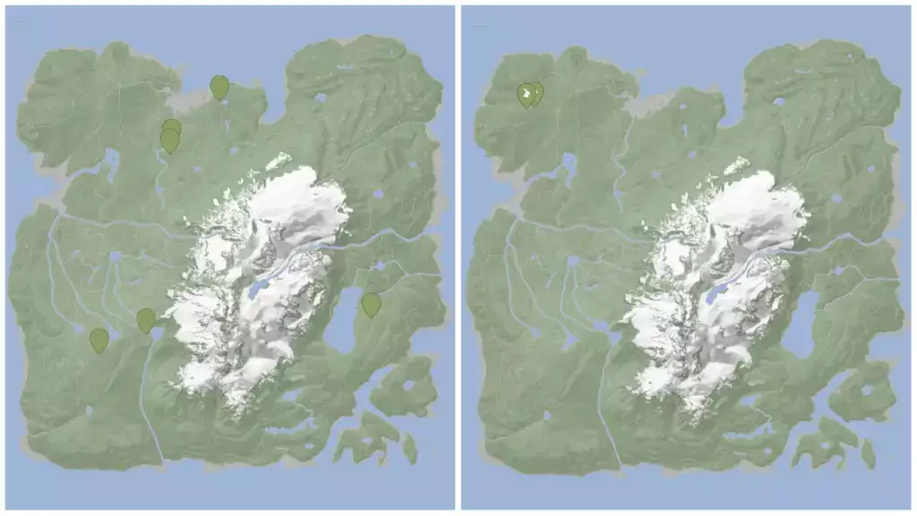 Elch- und Hirschstandort in Sons of the Forest.