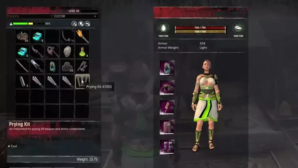 Conan Exiles Items Guide Prying Kit zur Verwendung von Werkzeugen zum Entfernen von Rüstungswaffen