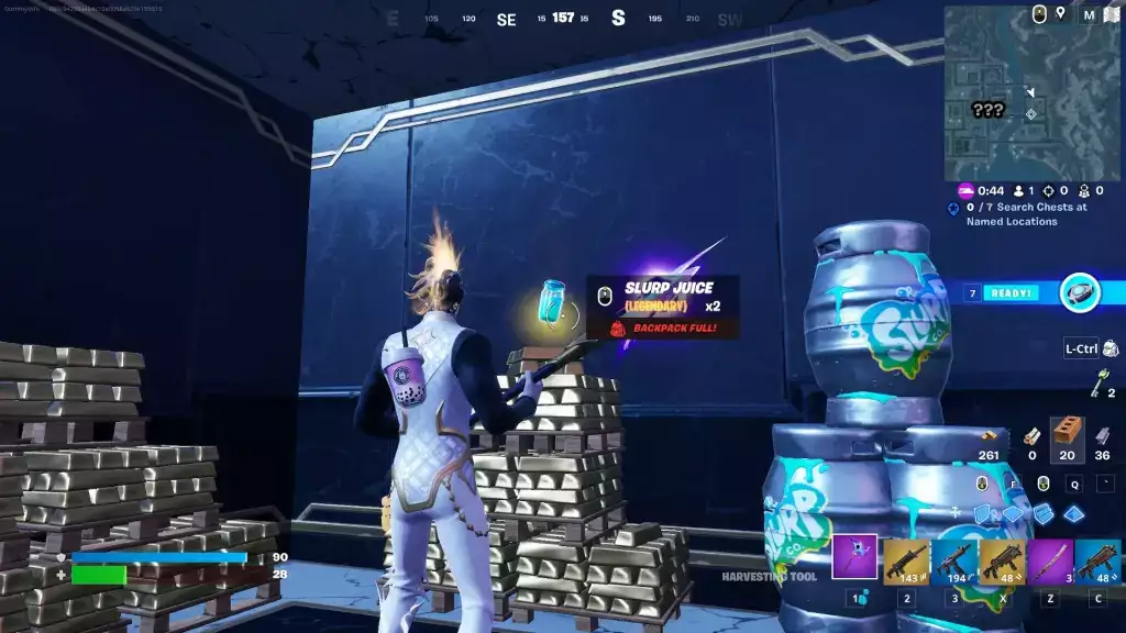 Schlürfen Sie Saft in Vault in Fortnite Kapitel 4, Staffel 2.