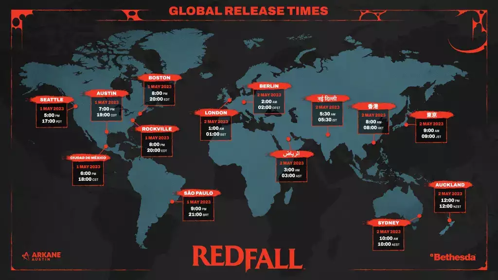 Redfall Global Release Countdown und Zeit.