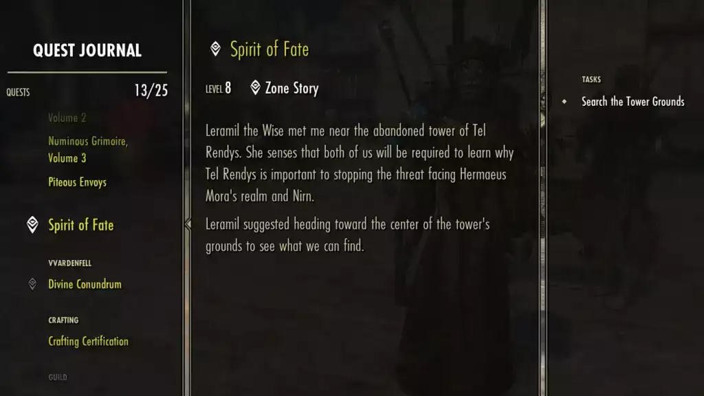 The Elder Scrolls Online-Questguide, Necrom Spirit of Fate, Questlog