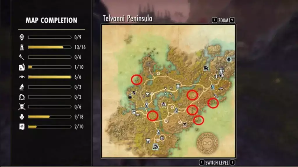 Elder Scrolls Online Necrom Treasures Guide Telvanni-Halbinsel, wie man Kartenstandorte findet