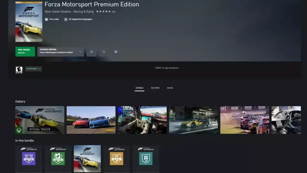 Forza Motorsport Software Guide Spieleditionen vorbestellen