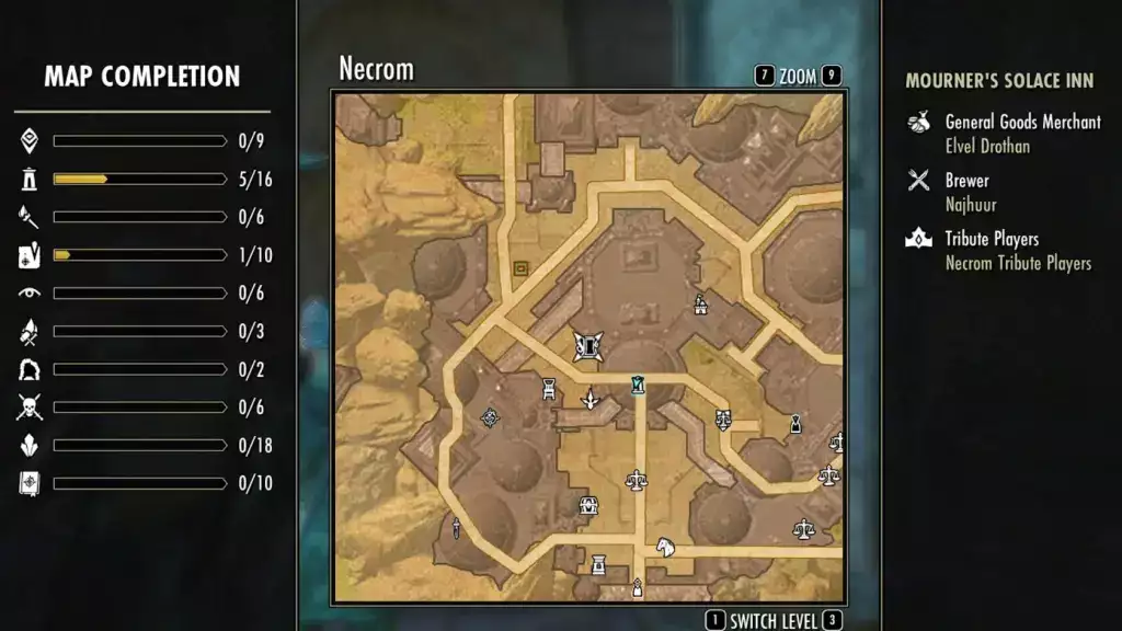 Elder Scrolls Online Necrom Housing Guide Reisen Ende Unterkünfte Karte Standort Trauernde Trost Gasthaus