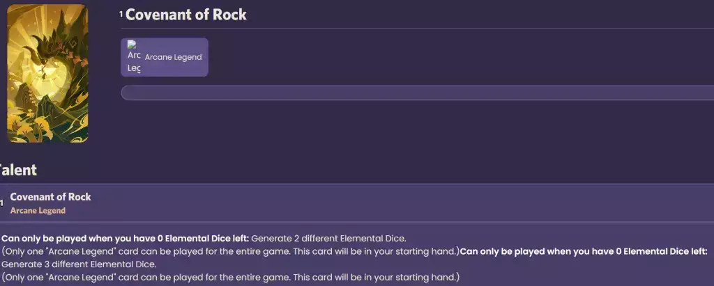 Covenant of Rock Arcane Legend Card im Genius Invokation TCG.  (Bild: Projekt Amber)