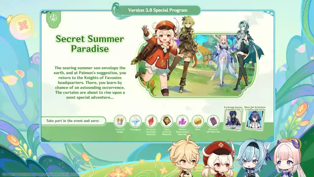 Genshin Impact Secret Summer Paradise Event-Guide und Gameplay-Details.