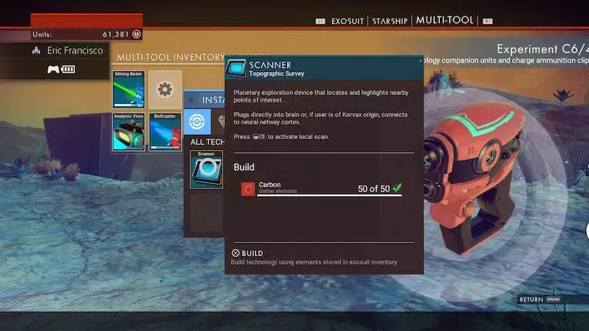 Reparieren des Scanners in No Man's Sky