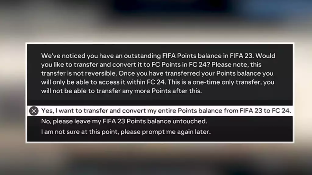 Übertragung von FIFA-Punkten an EA FC 24.